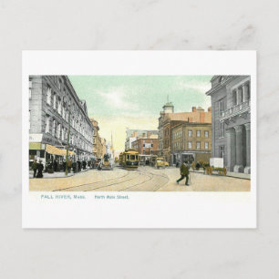 Vintage Main Street, Fall River, Massachusetts Postcard