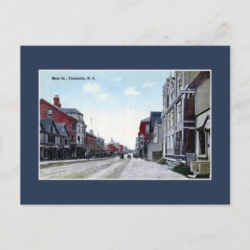 Vintage Main Street Yarmouth NS Postcard