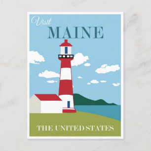 Vintage Maine Coast Lighthouse Travel Postcard