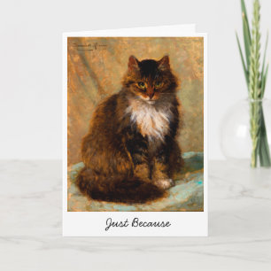 Vintage Maine Coon Cat Art Just Because            Card