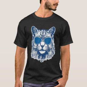 Vintage Maine Coon Cat Lover Sunglasses Mom Dad Pr T-Shirt