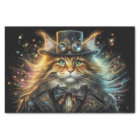 Vintage Maine Coone Whimsical Steampunk Decoupage