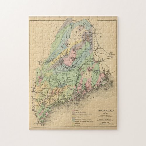 Vintage Maine Geology Map 1894 Jigsaw Puzzle