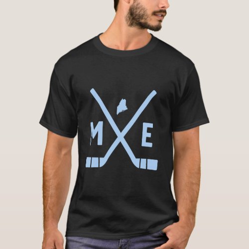 Vintage Maine Ice Hockey Sticks State Outline T_Shirt