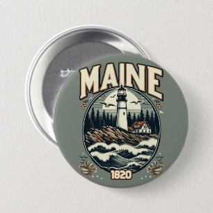 Vintage Maine Lighthouse Button