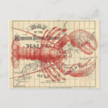 Vintage Maine Map With Lobster Postcard at Zazzle