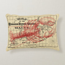 Vintage Maine Map with Red Lobster Pillow