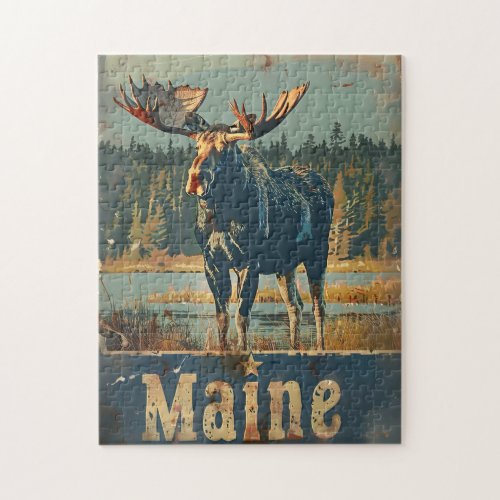 Vintage Maine Moose Jigsaw Puzzle