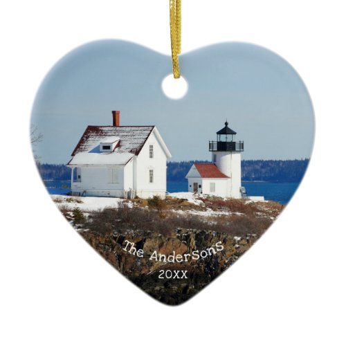 Vintage Maine Ocean Lighthouse Ceramic Ornament