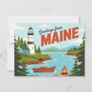 Vintage Maine Postcard Greetings from Maine