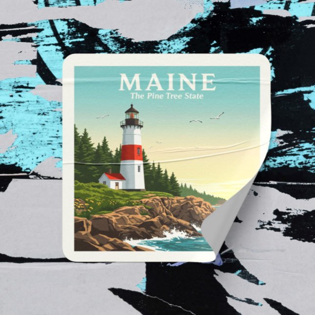  Vintage Maine Square Sticker (Creator Uploaded)