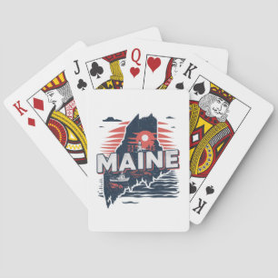 Vintage Maine USA State Map Travel Poker Cards
