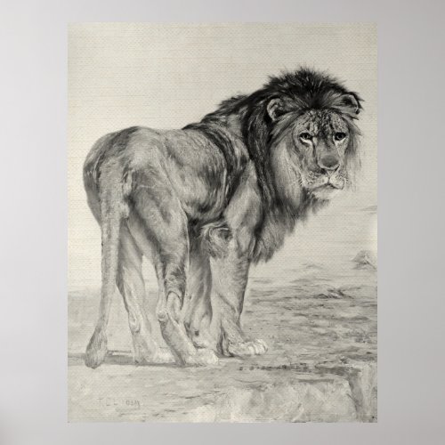 Vintage Majestic Lion Poster