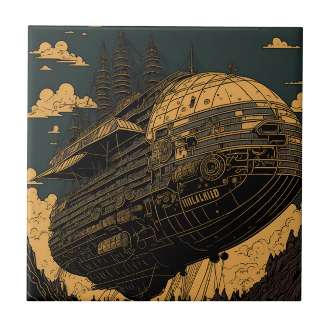 Vintage Majesty - Retro Art  Ceramic Tile (Front)