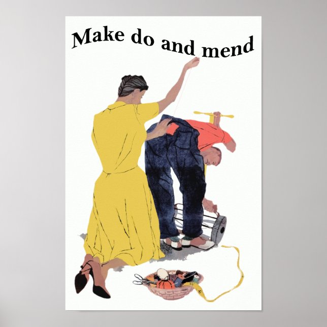 Vintage Make Do and Mend Poster Print (Front)
