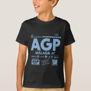 Vintage Malaga Agp Airport Code Travel Day Retro T T-Shirt