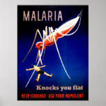 Vintage Malaria Knocks You Flat Poster at Zazzle