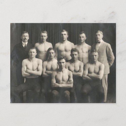 Vintage Male Wrestling Team Postcard