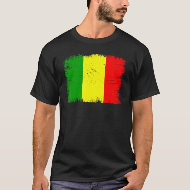 Vintage Mali Flag Malian Independence Day T-Shirt (Front)