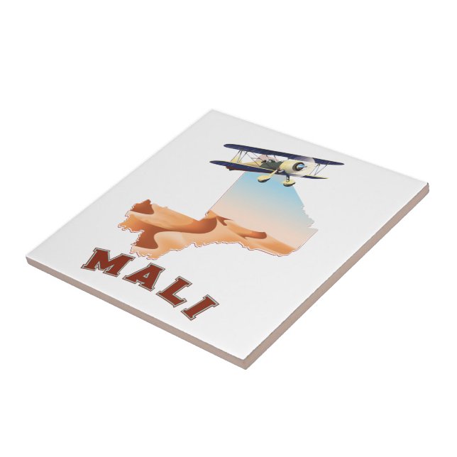 Vintage Mali Map travel poster Ceramic Tile (Side)
