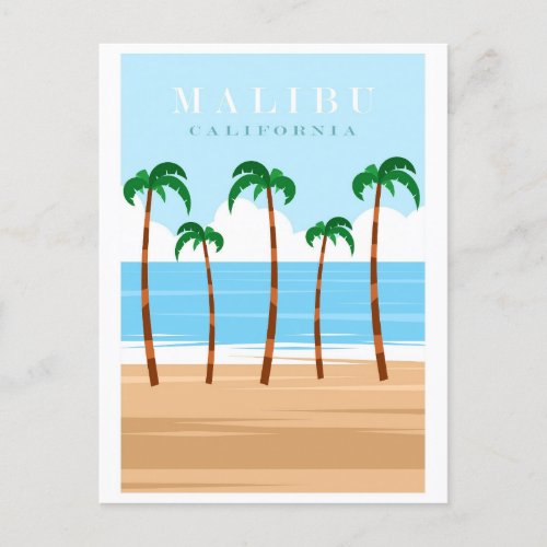 Vintage Malibu California Beach Travel Postcard