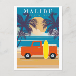 Vintage Malibu California Beach Travel Postcard