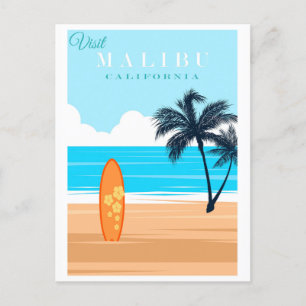 Vintage Malibu California Beach Travel Postcard