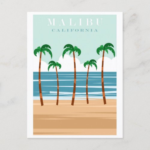 Vintage Malibu California Beach Travel Postcard