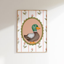 Vintage Mallard Duck Nursery Wall Art