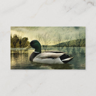 Vintage Mallard Duck Weathered Postcard Business Card