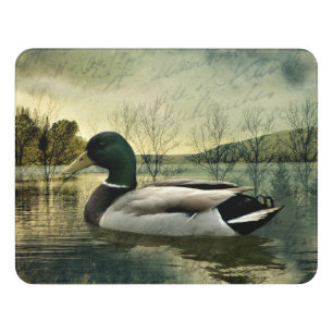 Vintage Mallard Duck Weathered Postcard Door Sign