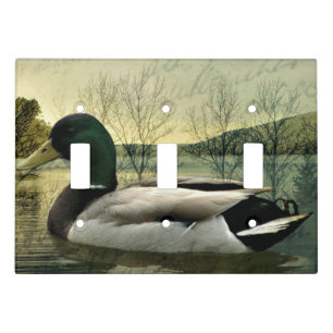 Vintage Mallard Duck Weathered Postcard Light Switch Cover