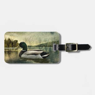 Vintage Mallard Duck Weathered Postcard Luggage Tag