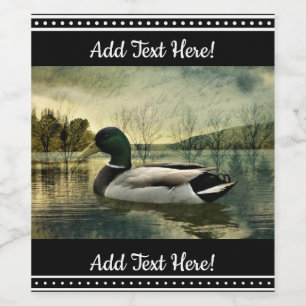 Vintage Mallard Duck Weathered Postcard Wine Label