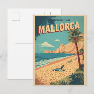 Vintage Mallorcca beach Spain travel souvenirs Holiday Postcard