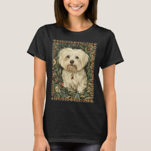 Vintage Maltese in a Garden William Morris Style T-Shirt