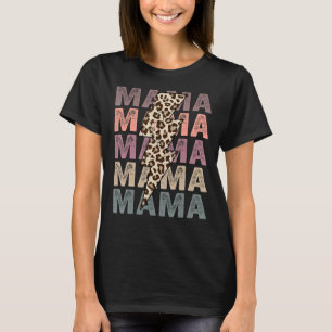 Vintage Mama Lightning Bolt Leopard Mom Life Mothe T-Shirt