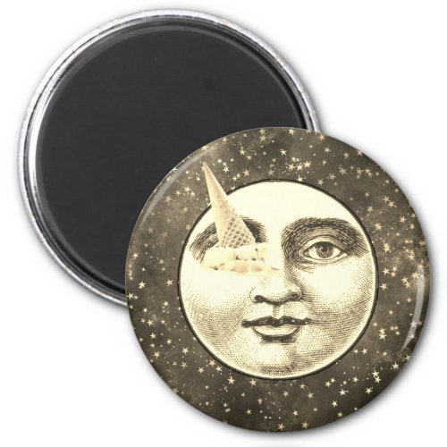 Vintage man in moon full face ice cream cone eye magnet