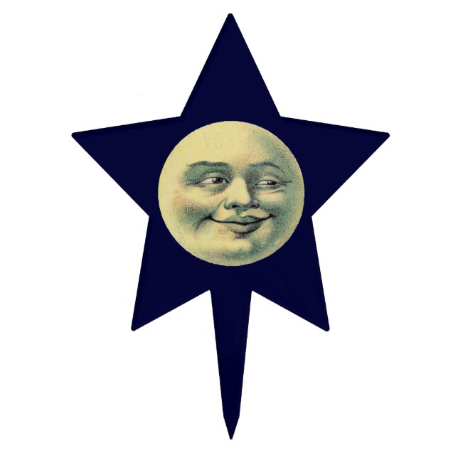 Vintage Man in the Moon Cake Topper (Front)