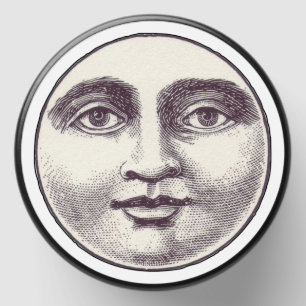Vintage man in the moon face black and white mini candle favors