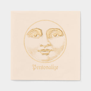 Vintage man in the moon face foil napkins