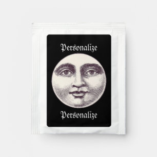 Vintage man in the moon full face black and white tea bag drink mix