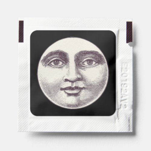 Vintage man in the moon full face black white  hand sanitizer packet