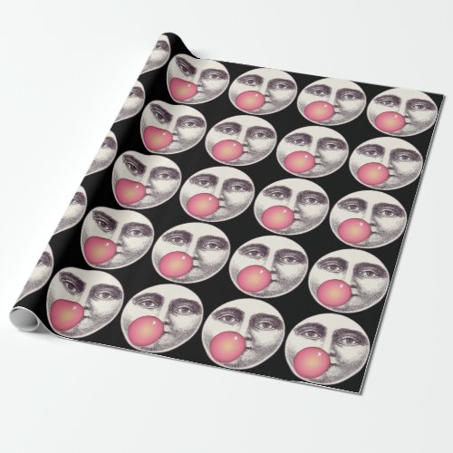Vintage man in the moon full face bubblegum  wrapping paper