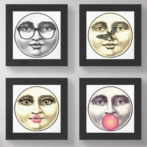 Vintage Man in the moon full face characters  Wall Art Sets