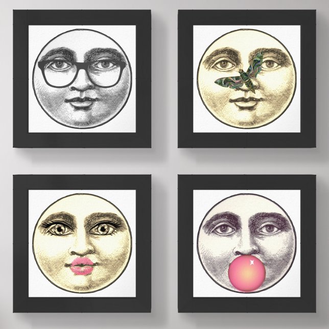 Vintage Man in the moon full face characters  Wall Art Sets (Front)