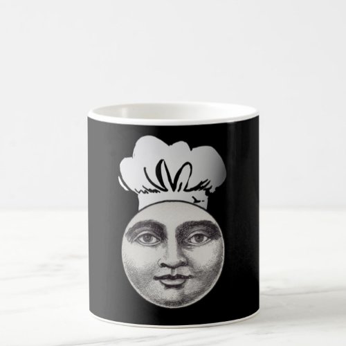 Vintage man in the moon full face chef hat black  coffee mug