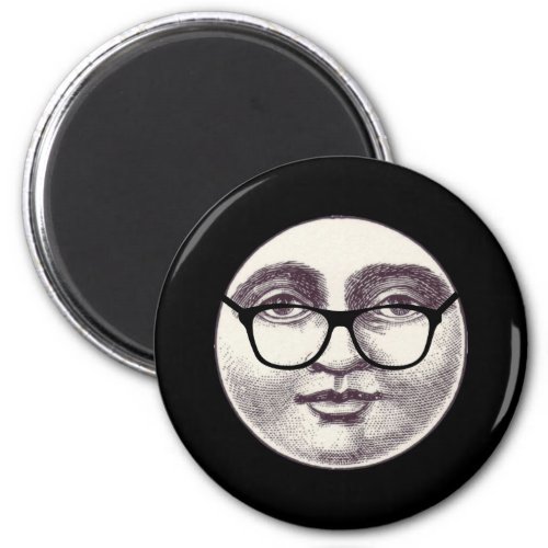 Vintage man in the moon full face glasses black wh magnet