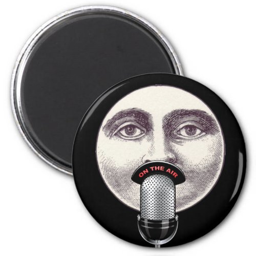 Vintage man in the moon full face microphone black magnet