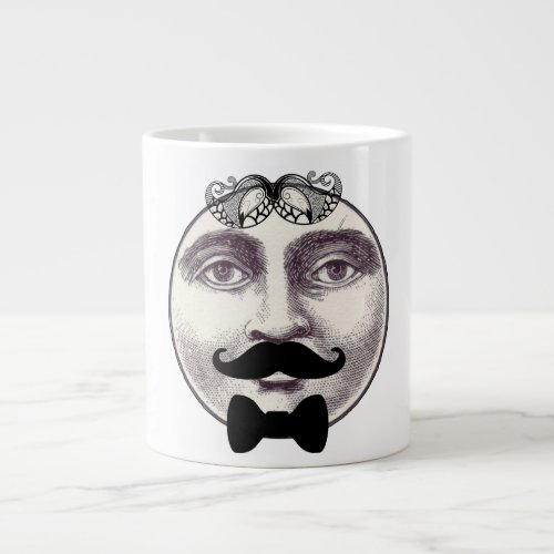 Vintage man in the moon full face mustache bow tie giant coffee mug